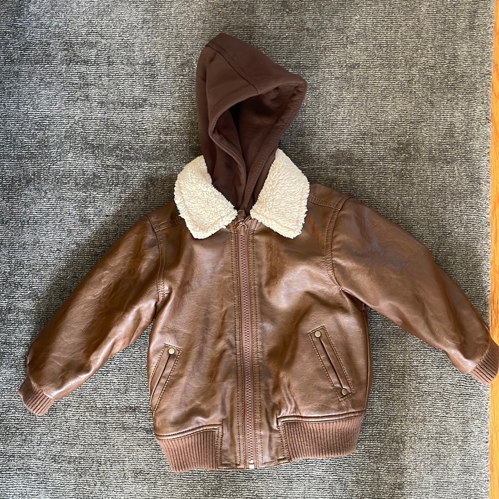 Never work toddler leather jacket